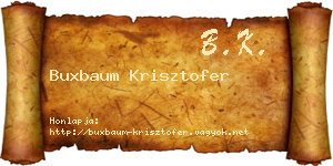 Buxbaum Krisztofer névjegykártya